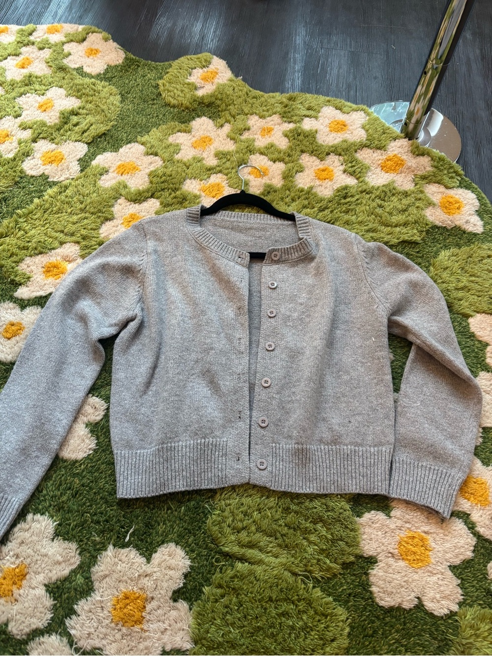 Grey knit cardigan sweater